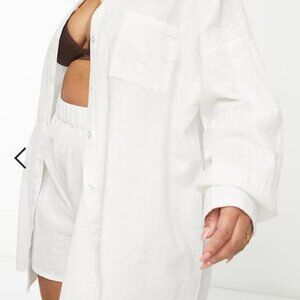 2 Piece SET ASOS Curve swimsuit cover up Top and Shorts Set linen-like